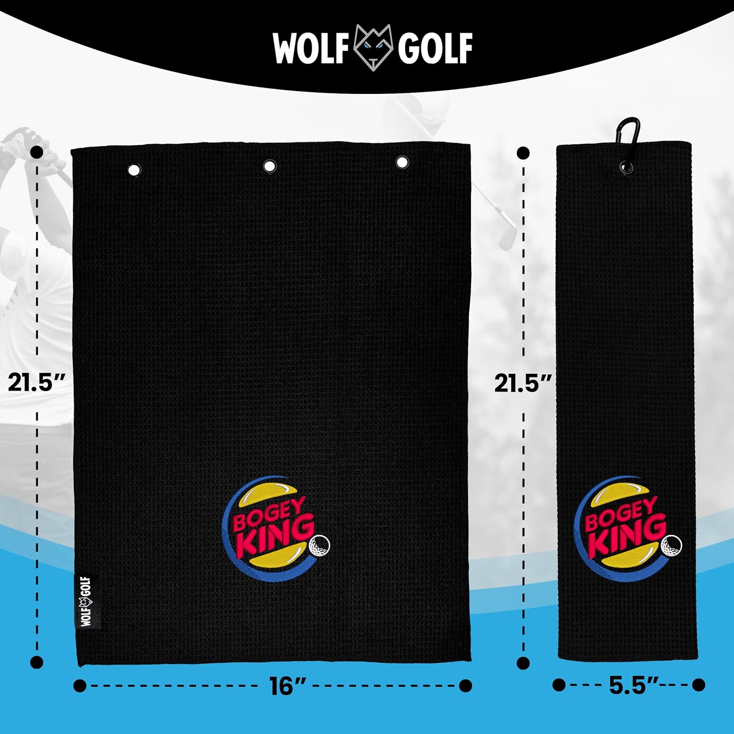 Wolf Golf Towels Bogey King Golf Towel | Embroidered in USA | Golf Accessories for Men or Women - Image 4