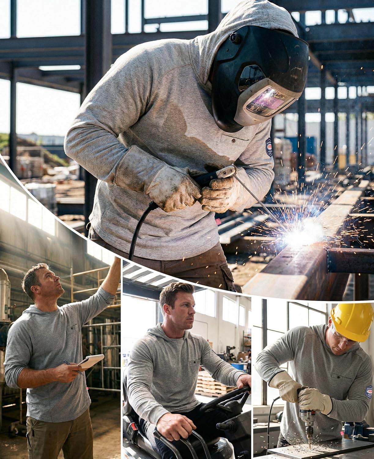 BOCOMAL FR Hooded T Shirts Chest Pocket Fire Resistant Summer Hoodie NFPA2112 CAT2 Flame Retardant FRC Welding Work Shirt