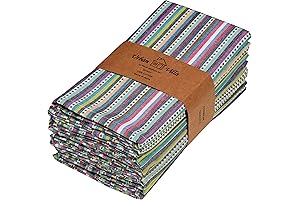 Premium Urban Villa Cloth Napkins, 12 Pack - Blue Multi Color Striped 20x20"