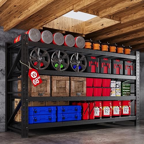 Miniatura 14 de Estantes de Almacenamiento de Metal de 48" de Ancho para Trabajo Pesado, 3000LBS Unidades de Estantería para Garaje, Estantería de Metal Alta de 4