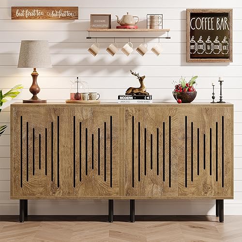 Miniatura 1 de Tribesigns Juego de 2 aparadores de buffet con almacenamiento, armario de buffet de 59 pulgadas con estantes ajustables, armario de almacenamiento