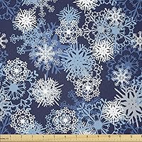 Vista 19 de Ambesonne Tela Navideña por Yarda, Tema Navideño con Hojas de Acebo Corona Bayas Ilustración Impresa, Tela Decorativa para Tapicería y Acentos