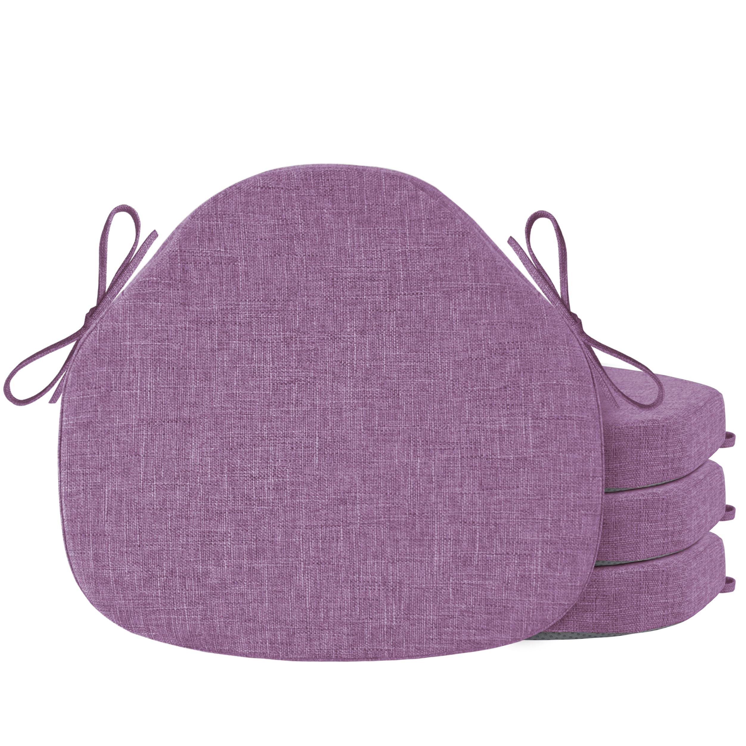 Coussin de chaise violet 42x39,5 cm avec attaches et fond antidérapant pour cuisine Lot de 4 OVOV