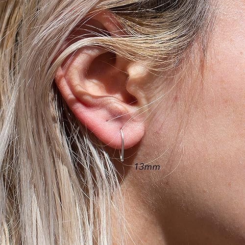 13mm Sterling Silver 20 GA WireTeardrop Hoop Horseshoe Arc Hook Earrings (Sterling Silver  13mm20 gauge) HW