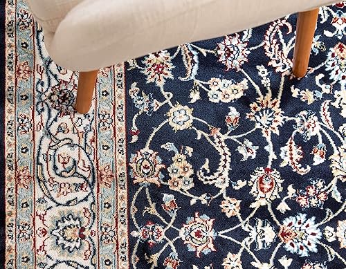 Miniatura 5 de Unique Loom Narenj Collection - Alfombra clásica con diseño de medallón texturizado tradicional, 10 x 13 pies, 1 pulgada, rectangular, azul