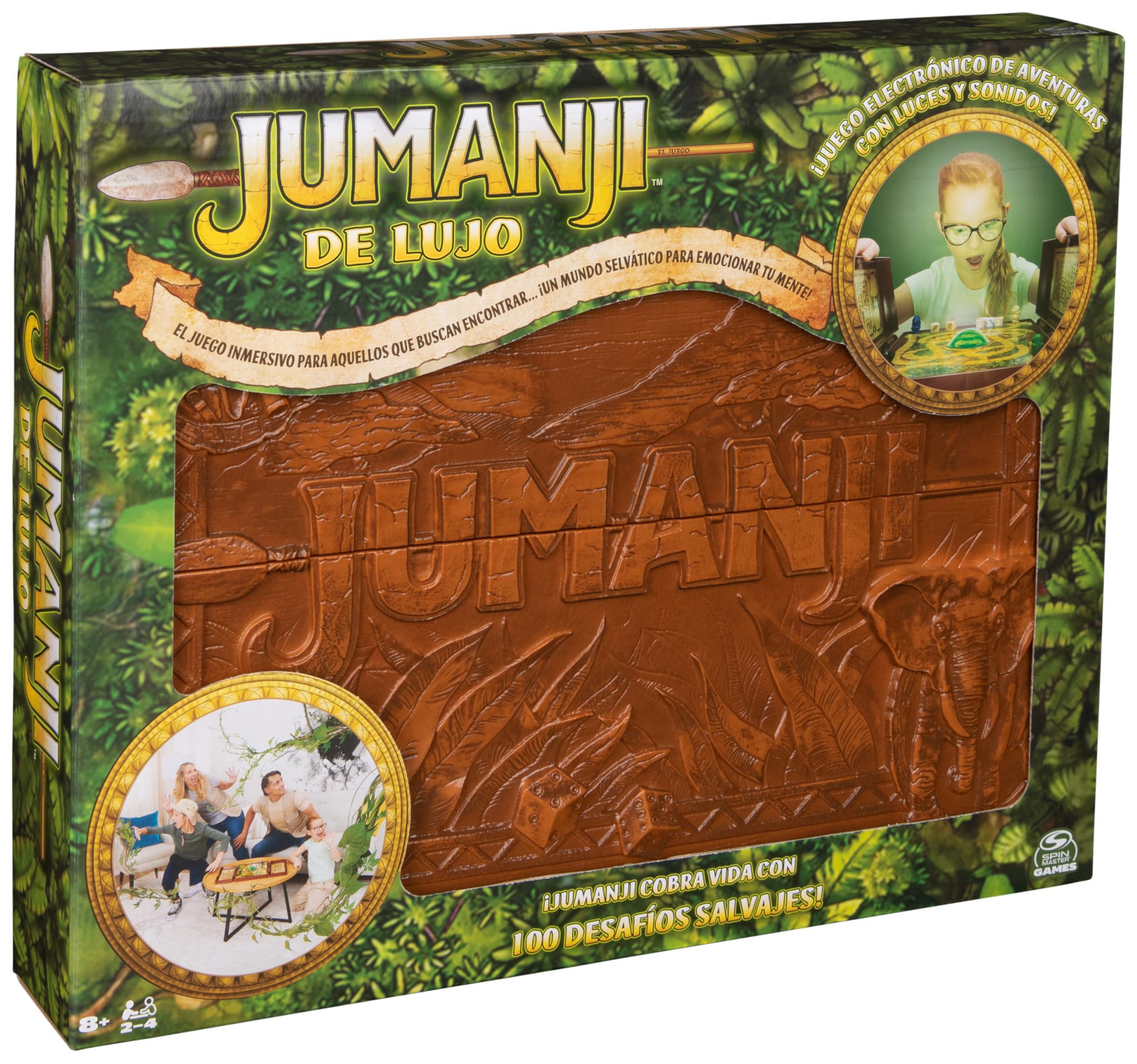 Spin Master Games Jumanji Deluxe Juego de Mesa Electrónico con Luces y Sonidos, 2-4 Jugadores, 8+