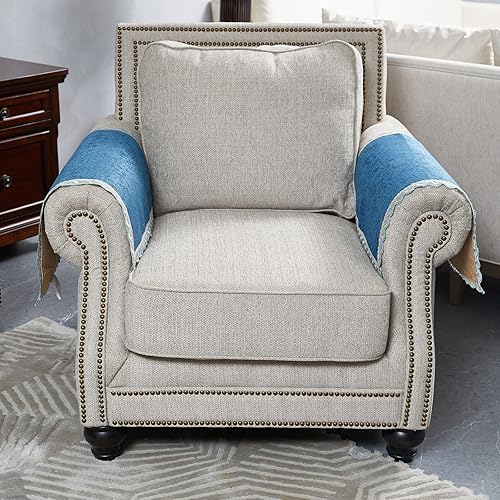 Miniatura 6 de MINJIATEX Juego de 2 fundas de brazo de sofá, fundas de brazo de sofá de encaje antideslizante, fundas lavables para reposabrazos de sofá para sala