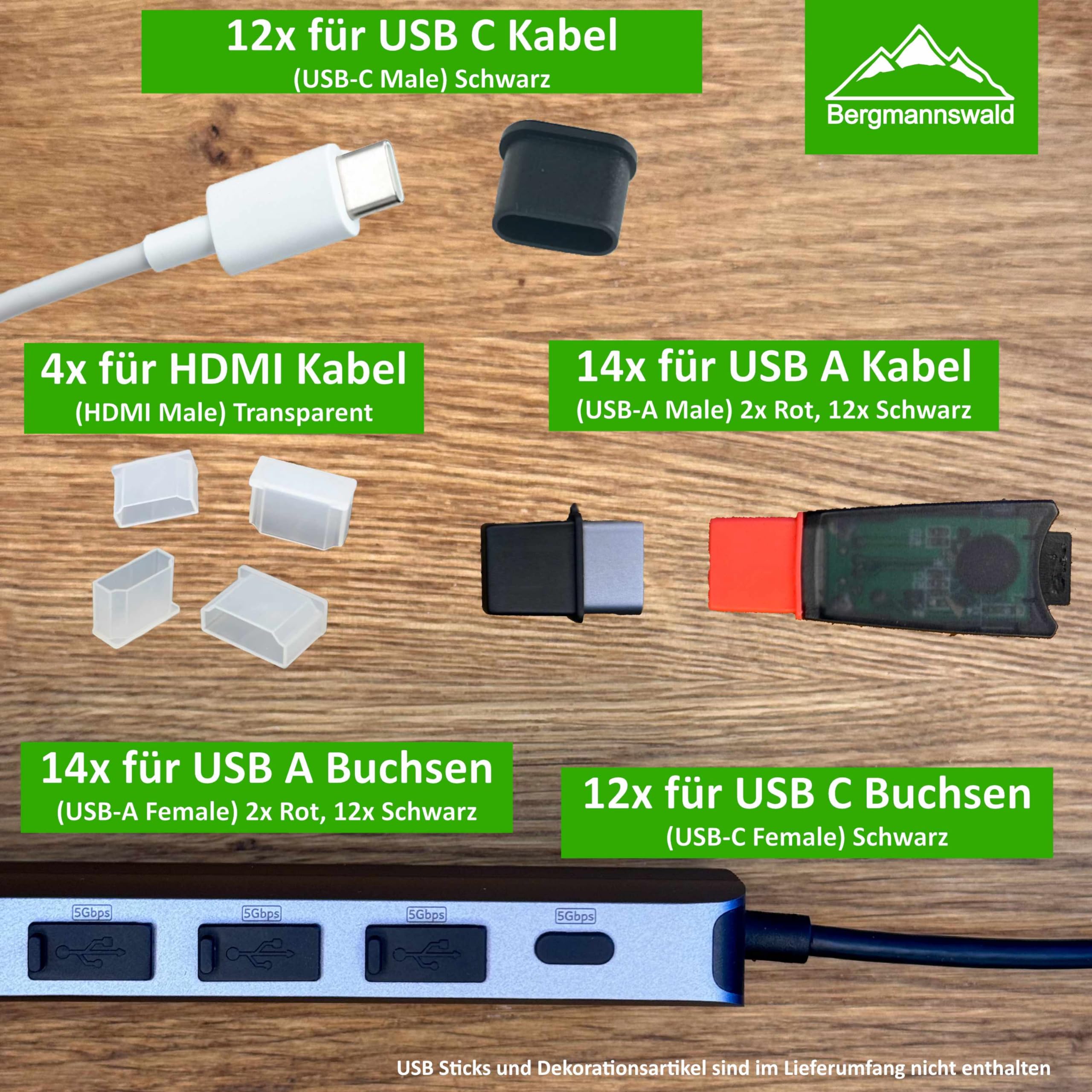 56 tapones antipolvo para USB C, USB A, HDMI, tapón antipolvo para smartphone, tableta, PC, discos duros, portátiles y cables, tipo C, tapones antipolvo