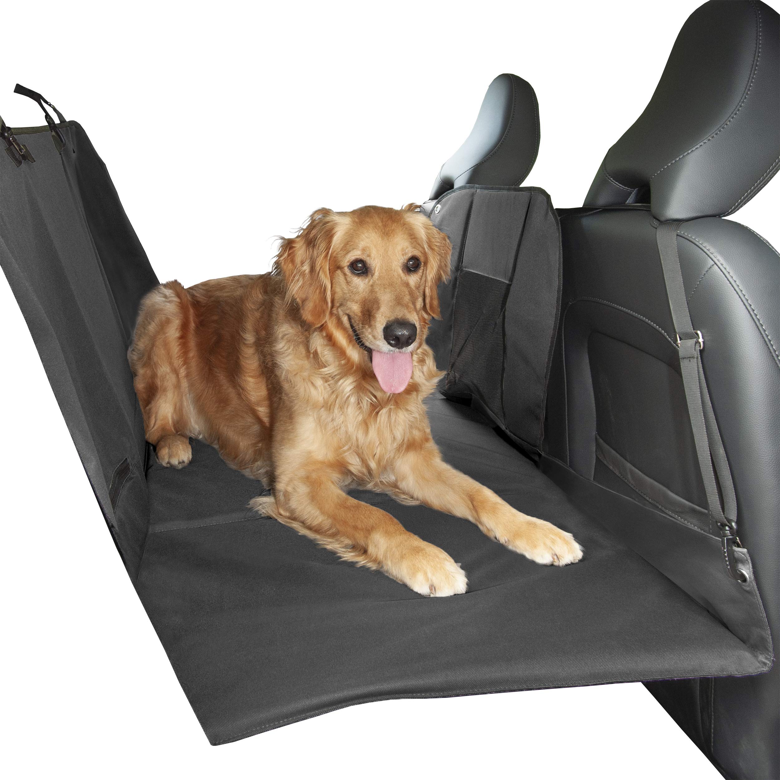 Furhaven Deluxe Multi-Panel Hard Bottom Platform Bridge Backseat Protector w/Travel Bag - Gray, One Size