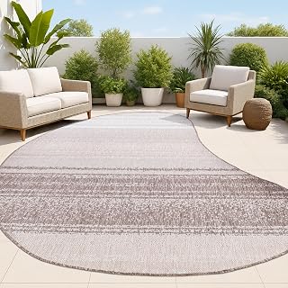 JONATHAN Y Rustic Organic Curve Indoor Outdoor Area Rug 4X6 Gradient Brown, Evan Modern for Backyard, Patio, Porch, Easy-Cleaning, High Traffic, Pet-Friendly, Non-Shedding (SHP102A-4)