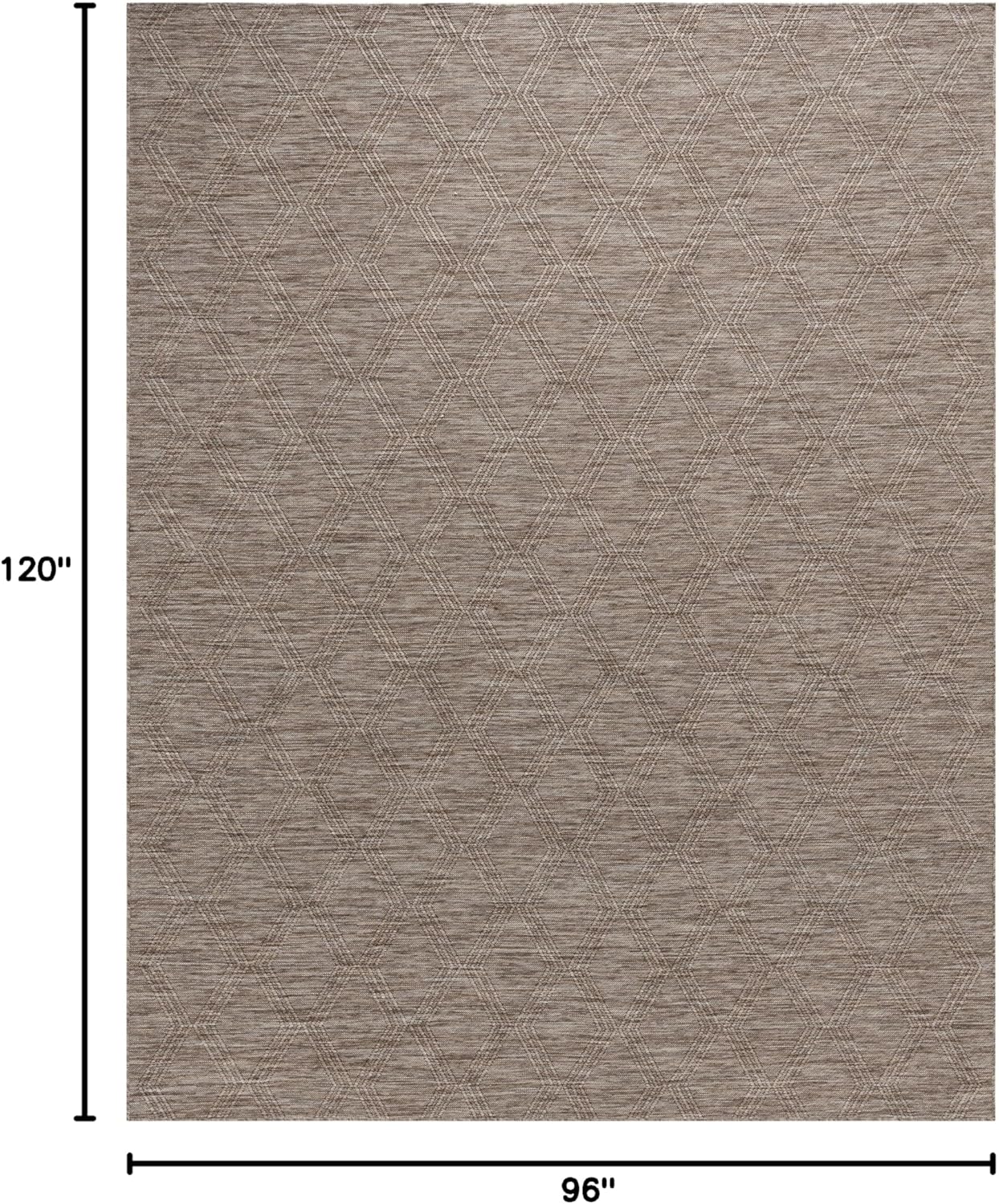Darla Textured Foldable Indoor Outdoor Rug, 8x10, Weather Resistant, Easy Clean, UV Resistant, Lightweight Contemporary Geometric Patio Carpet for Porch, Deck, Living Room (8'x10', Beige)
