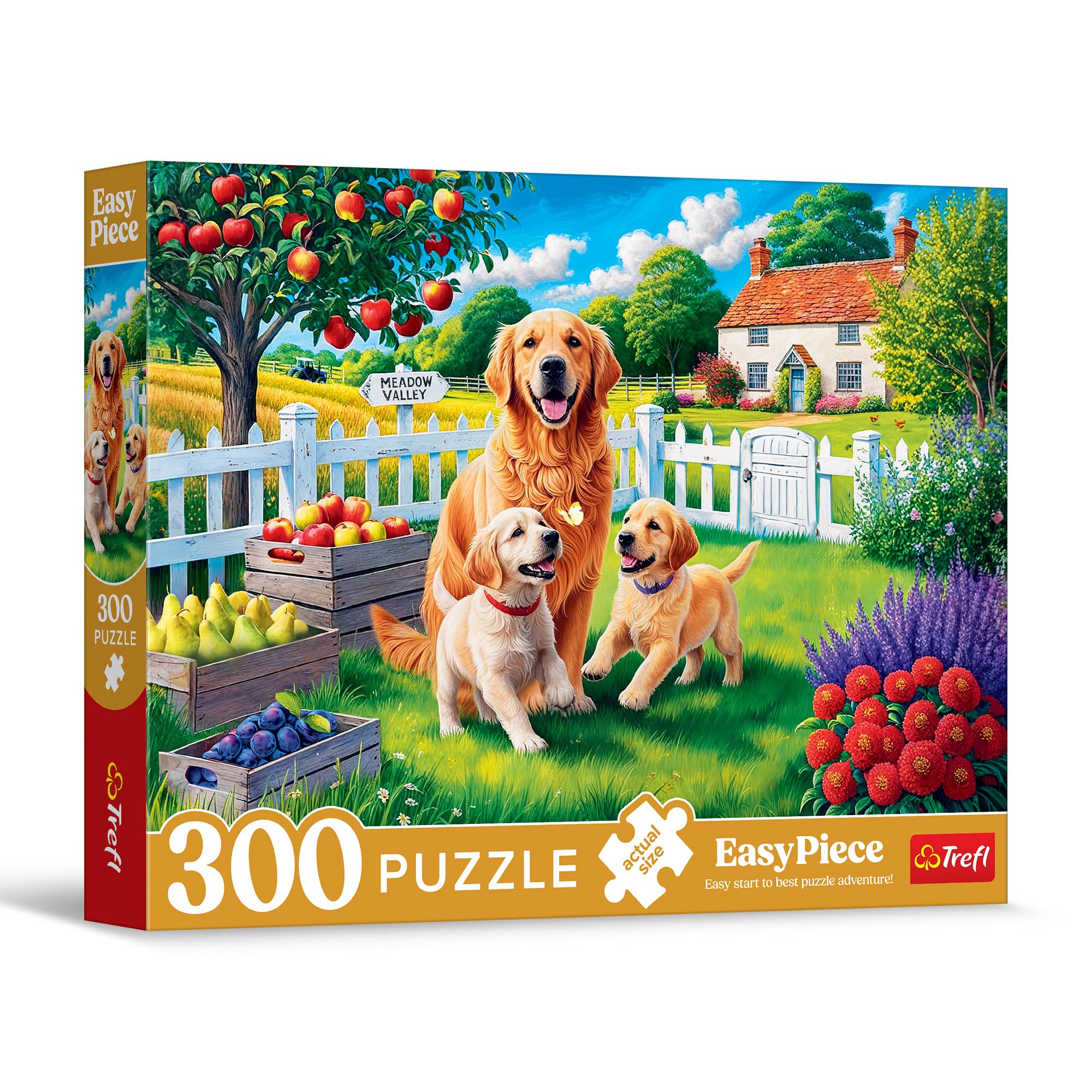 Trefl EasyPiece Puzzle: Puppies in the Country-300 Large Pieces, Easy to Assemble, for Adults and Children from 10 Years, Multicoloured, 23101