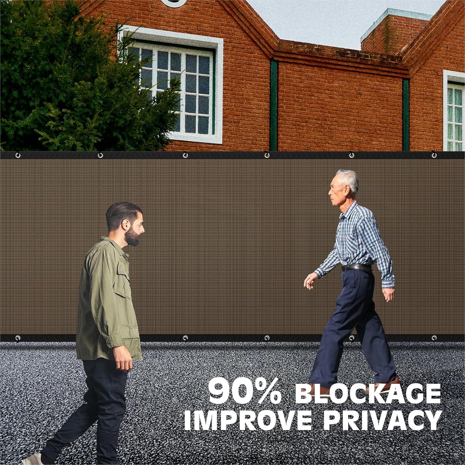 4ft x 25ft Balcony Privacy Screen Fence, 90% Blockage Mesh Shade Net Cover, Heavy Duty Apartments Railing Screen for Outdoor, Porch, Patio, Deck, Backyard (Brpwn)