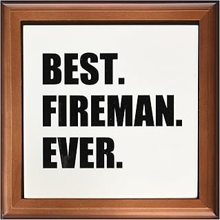 3dRose ft_185000_1 Best Fireman Ever-Fun Gift for Firemen Fire Man Job Appreciation Framed Tile, 8 by 8