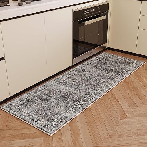 Miniatura 8 de Rugcomf Alfombra de pasillo para pasillos de cocina, antideslizante, 2 x 6 pies, alfombras lavables con parte trasera de goma, alfombra floral suave