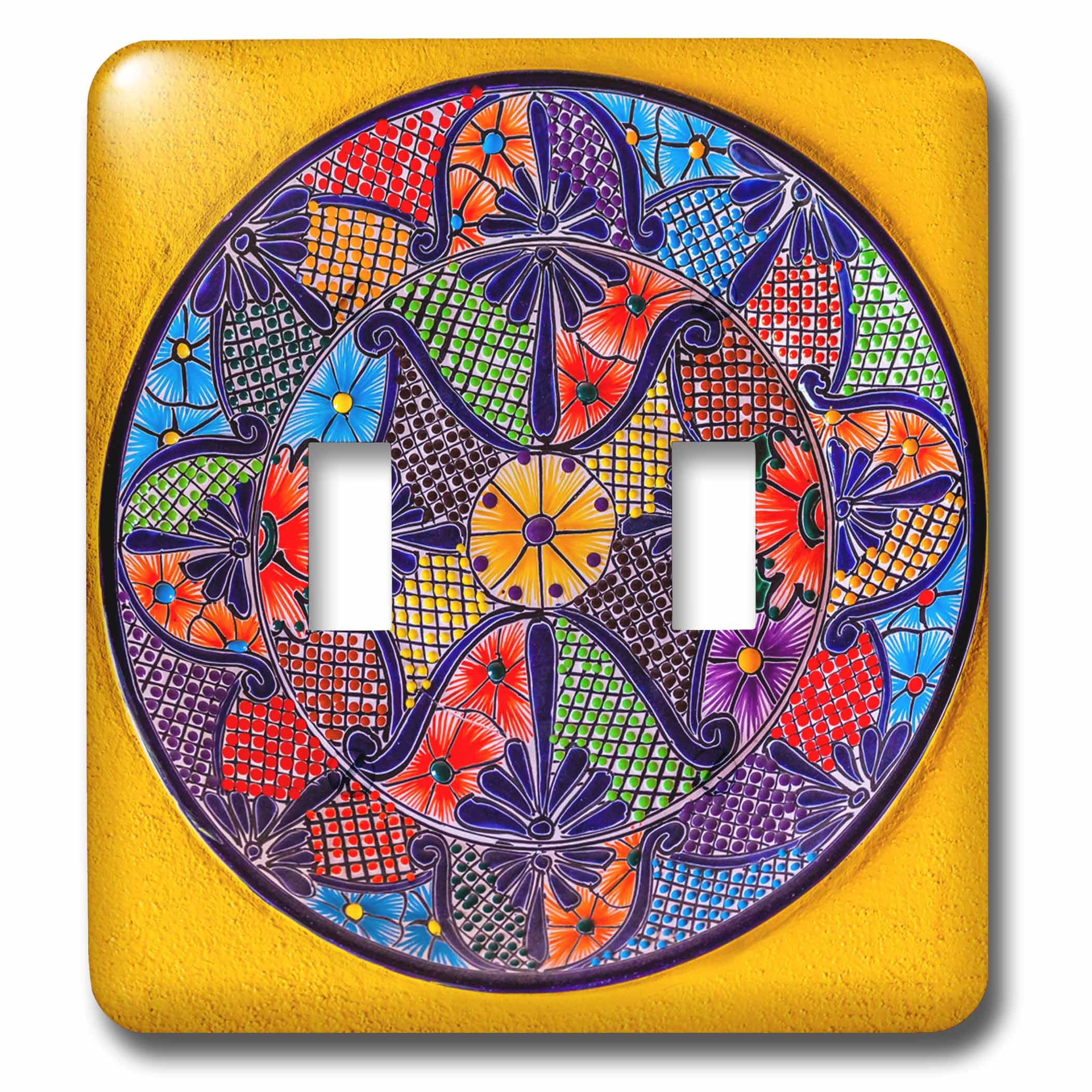 Interrupteur à baïonnette motif assiette céramique mexicaine Guanajuato 3dRose LSP_278312_2