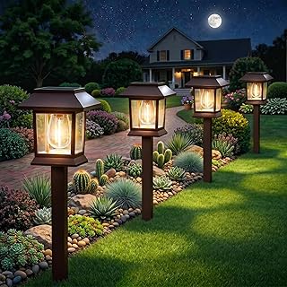 Benany Solar Outdoor Lights, 12 Pack Solar Pathway Lights Waterproof, La...
