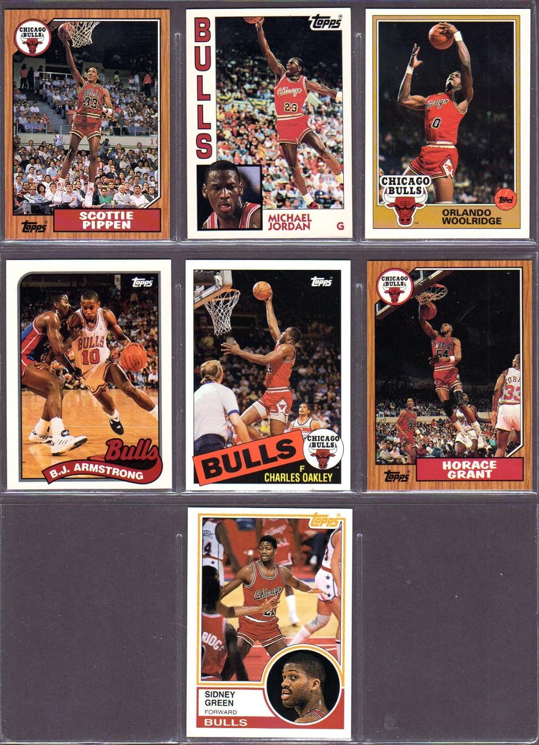 Chicago Bulls 1993 Topps Archives Basketball Team Set (The Missing Years) (Michael Jordan) (Scottie Pippen) (Orlando Woolridge) (BJ Armstrong) (Charles Oakley) (Horace Grant) (Sidney Green)