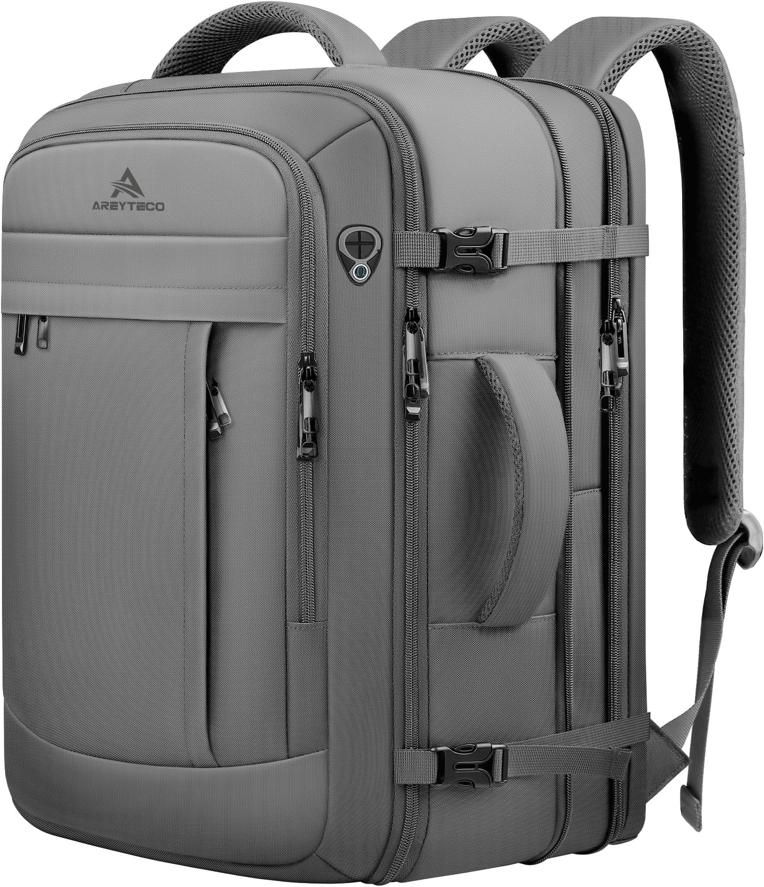 60L Travel Laptop Backpack for Men, Extra Large Backpack, Big Capacity Carry On Backpack, 18-19 Inch Laptop Backpack Water Resistant Luggage Computer Daypack College Bag, Grey