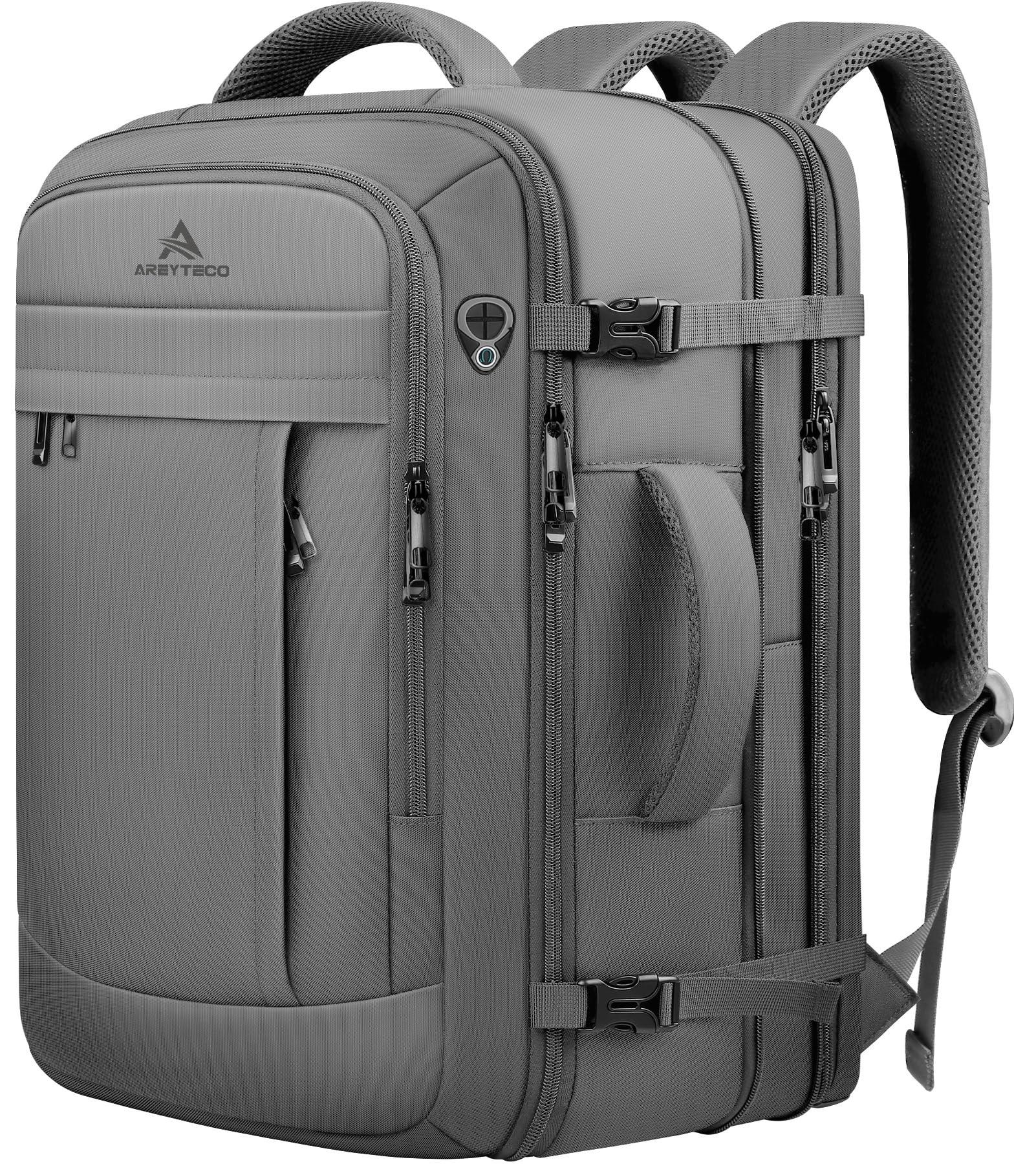 60L Travel Laptop Backpack for Men, Extra Large Backpack, Big Capacity Carry On Backpack, 18-19 Inch Laptop Backpack Water Resistant Luggage Computer Daypack College Bag, Grey