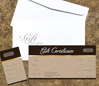 Custom Gift Certificates For Business - Add Your Store Name and Address, Comes with Free matching Envelopes and Sequential Numbering Printing (Sephia)