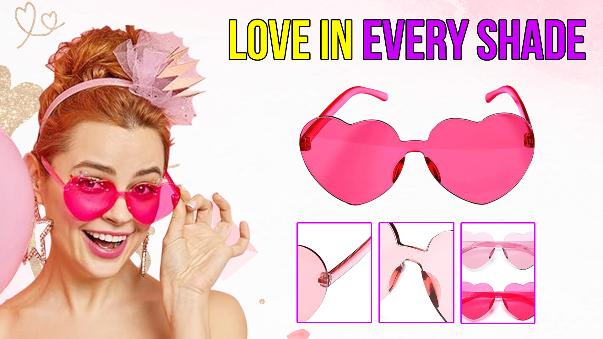 Amazon.com: Valentines Day Heart Shaped Sunglasses for Women  display picture 2
