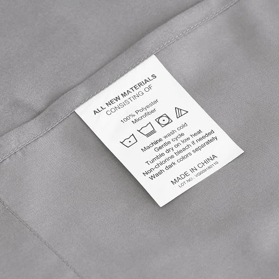 Furinno Angeland Vienne 4-Piece Microfiber Bed Sheet Set, California King, Grey