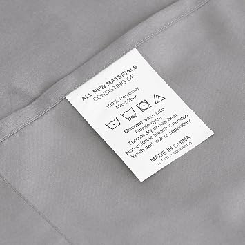 Furinno Angeland Vienne 4-Piece Microfiber Bed Sheet Set, California King, Grey