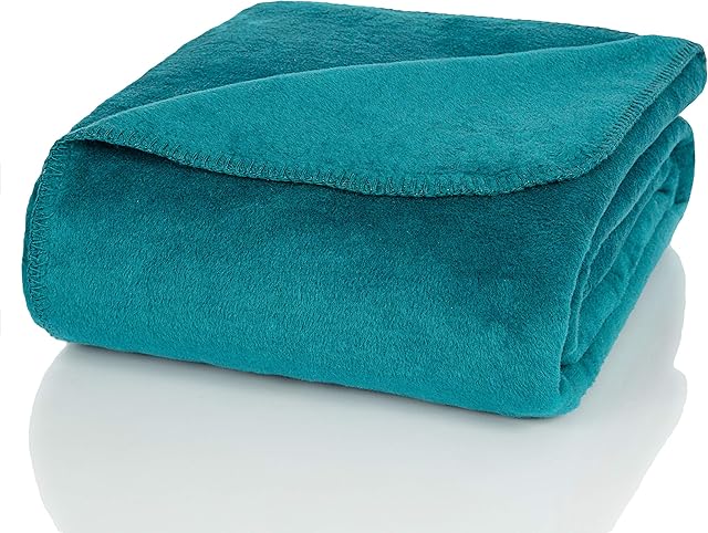 Glart blanket plain petrol blue, sofa blanket 130 x 170 cm, soft and warm woolly blanket, extra fluffy, for use as a sofa blanket, couch blanket, cosy blanket, cosy throw, plush sofa throw