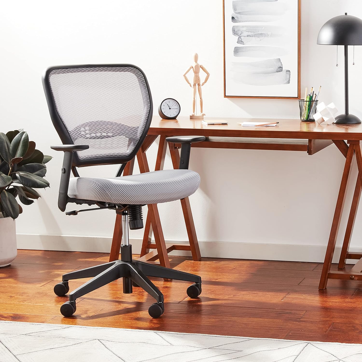 SPACE Seating AirGrid Back and Padded Mesh Seat, 2-to-1 Synchro Tilt Control, Adjustable Arms, Nylon Base Managers Chair, Shadow