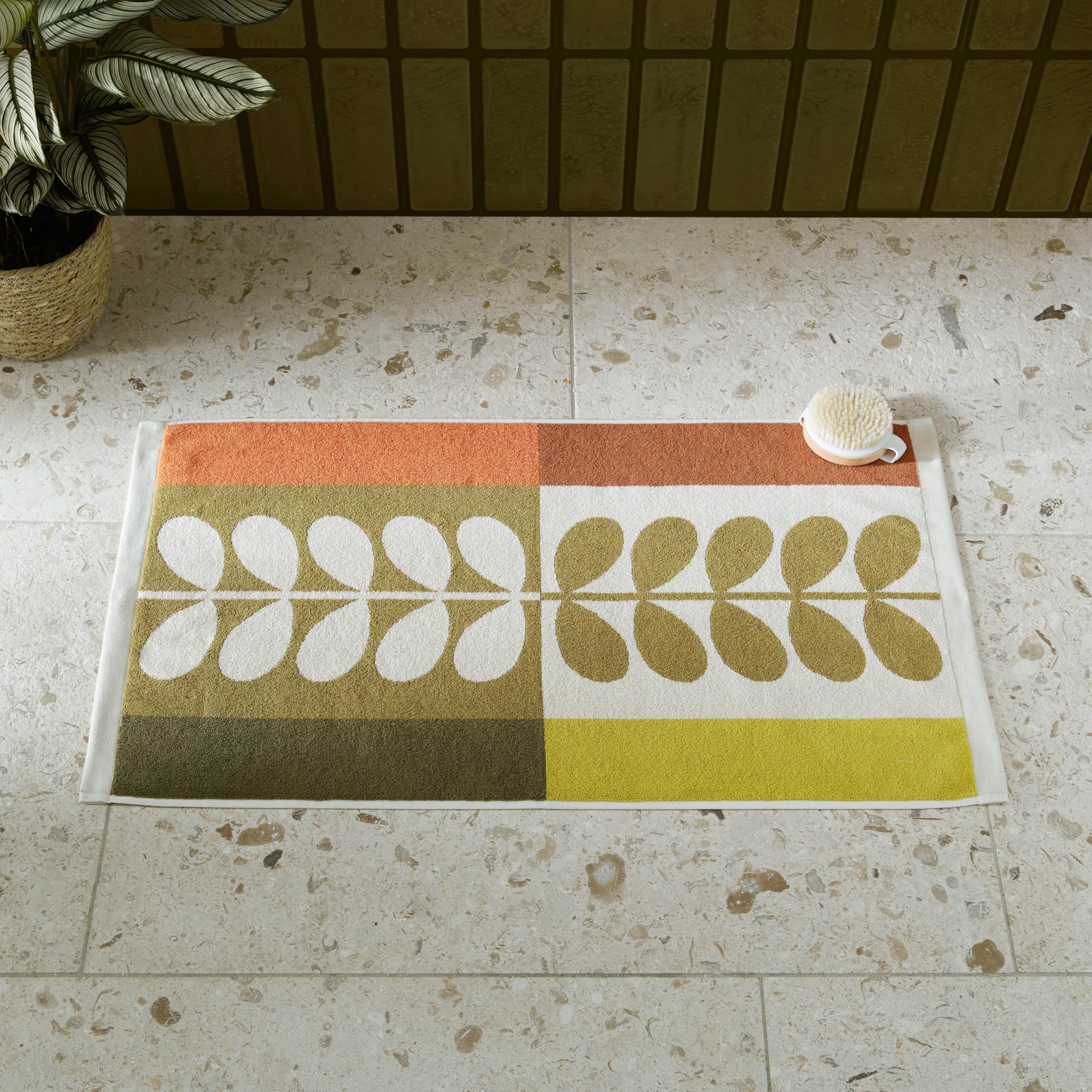 Orla Kiely Bathroom Towel Stem Check Hazel-Ochre - Bath Mat, 50x90cm