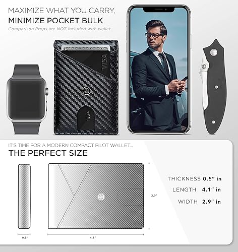 Miniatura 6 de SUAVELL billeteras delgadas para hombres Billetera delgada con clip para dinero, con tecnología de bloqueo de interferencia de radiofrecuencia,