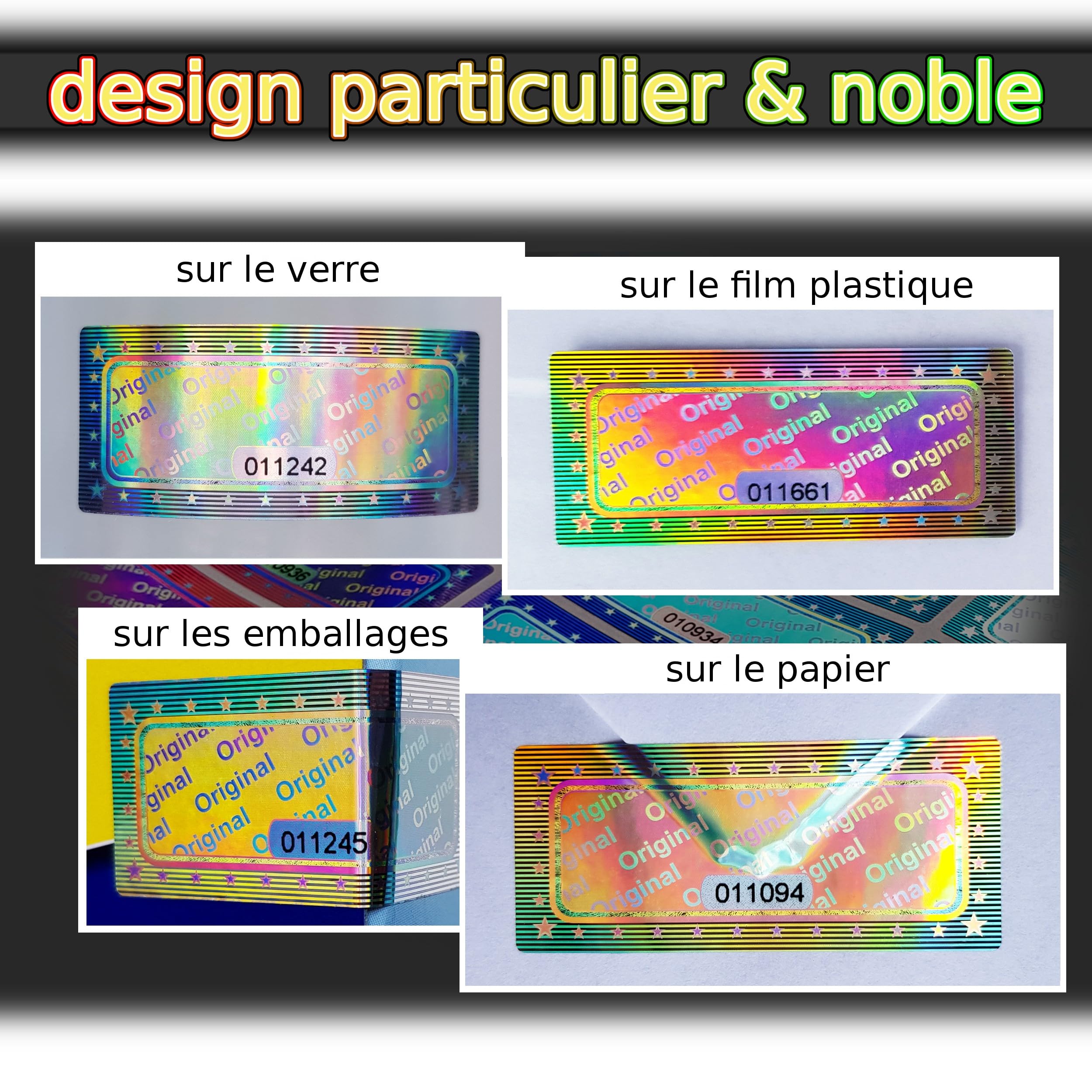 Hologramme 3D Sceau Original 46x20mm Argent Brillant - 1000 pcs Sceau de Sécurité Autocollant