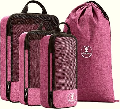 Premium Compression Packing Cubes Travel Suitcase Organisers Laundry Bag Pink