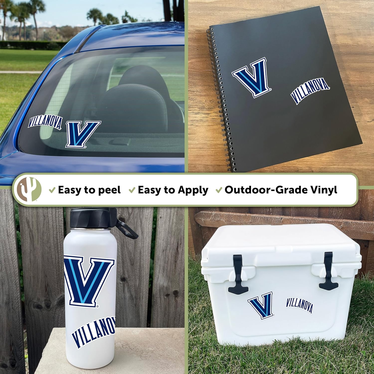 Desert Cactus Villanova University Sticker Wildcats Vinyl Decal Laptop Water Bottle Car Scrapbook (4 Inch Set VB) - Image 2