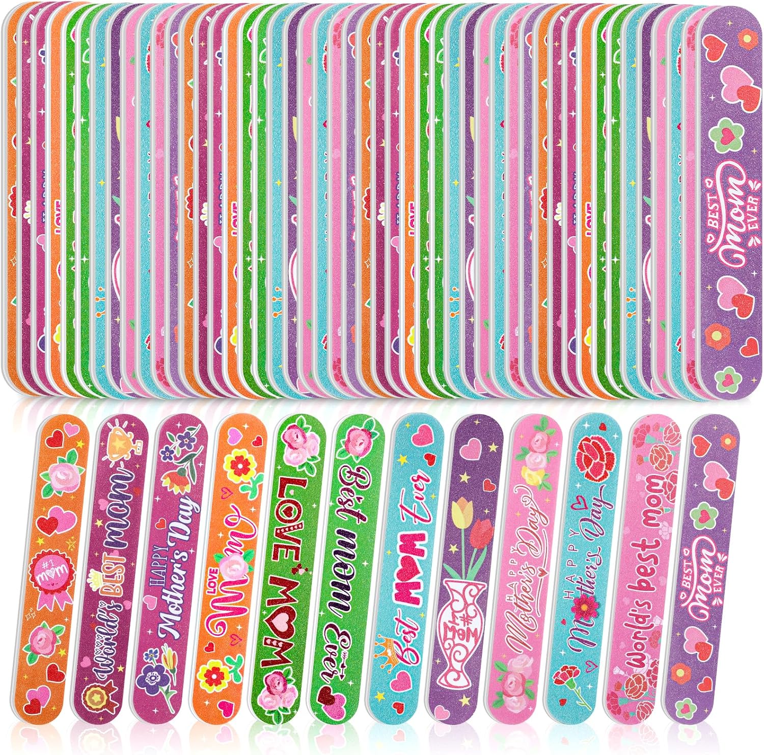 Gisafai 48 Pcs Nail Files for Mom Double Sided Emery Boards 12 Styles, Mom