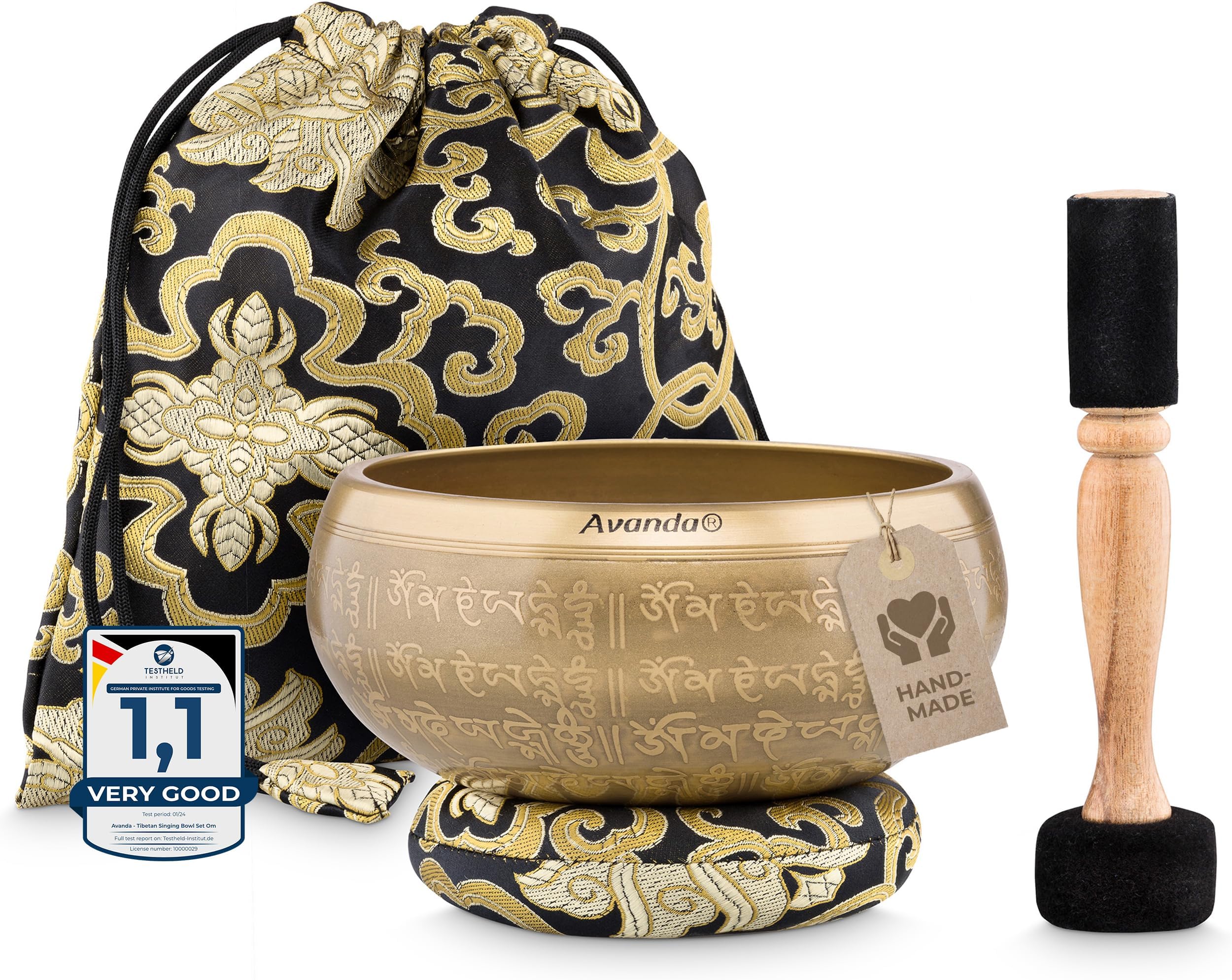 Tibetan Singing Bowl Set Om for Yoga, Meditation and Relaxation - Hand ...