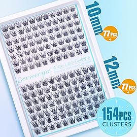 Short Lash Clusters Wispy C Curl Eyelash Clusters 10-12MM Individual Eyelashes Natural Cluster Eyelash Extensions Natural Looking Cluster Lashes by Geeneiya154PCS, C Curl, 10-12mm)