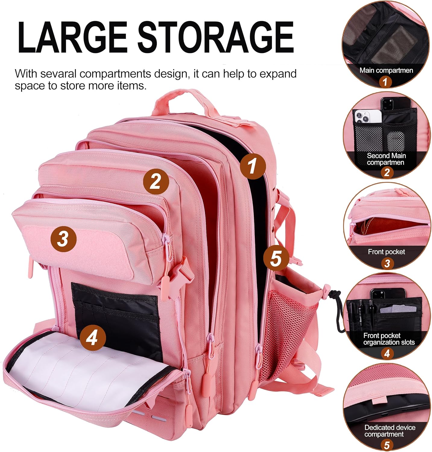 LHI Tactical Military Backpack for Men 25L/45L Large Molle Army Assault Pack 3 Day Hiking Rucksack With Bottle Holder - Image 4