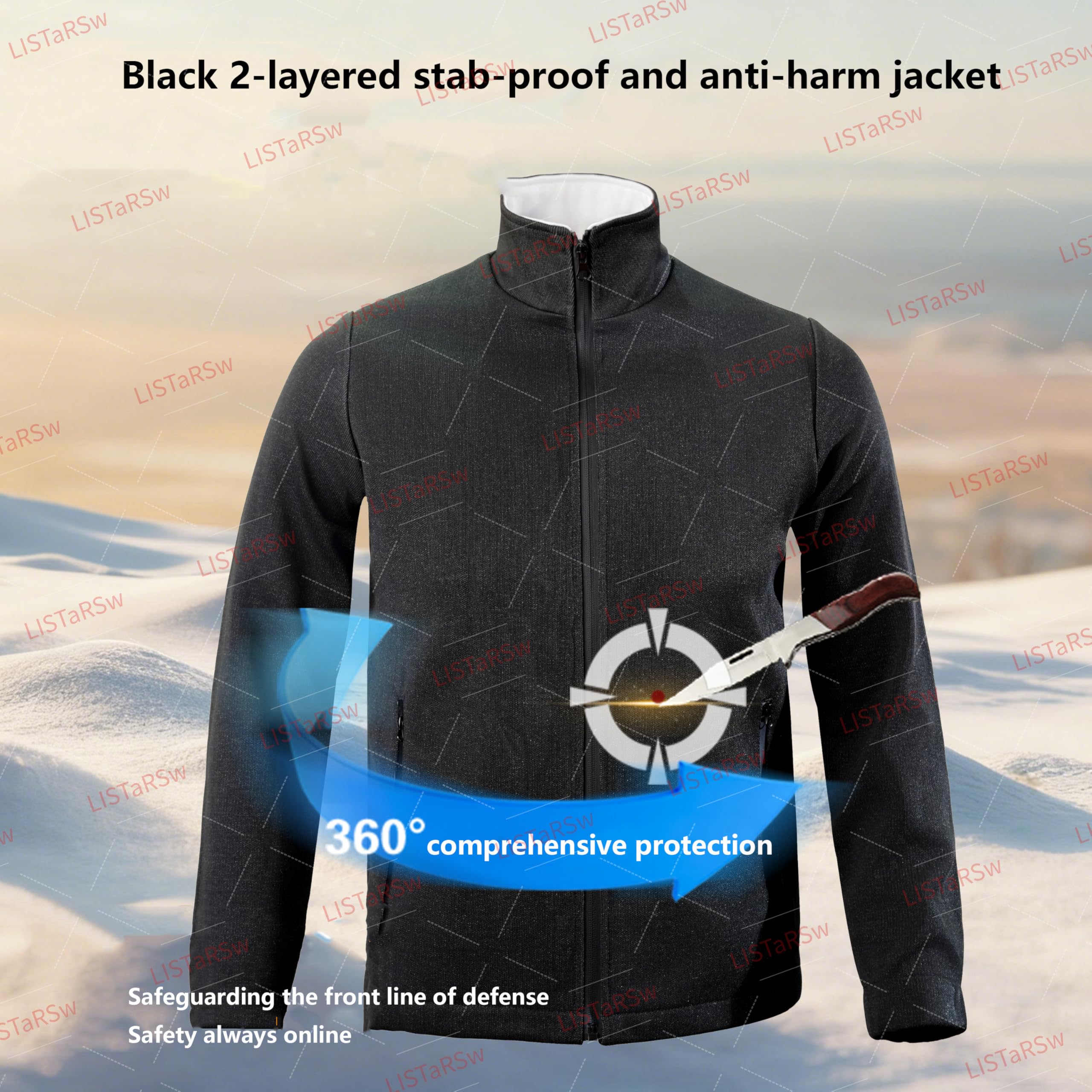 Chaleco Anticorte Y Antipuñaladas De 2 Capas, Ropa De Protección Anticorte De Nivel 5, Camiseta Resistente a Mordeduras, para Proteger La Seguridad Personal. Black-2XL