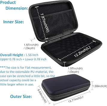 Wolfteeth 8 inch Case Black Hard Shell Pouches Supplies Organized Accessories Bag Fits Coils Valentines Day Gifts for Him Men (Empty Case Only) Black Zipper 122615