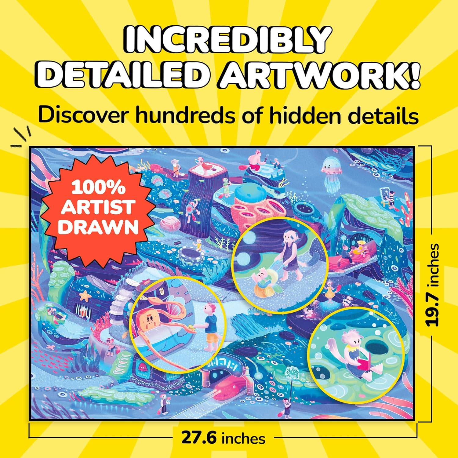 Odd Pieces Jigsaw Puzzles 1000 Pieces with Storytelling Comics, for Women, White Elephant, Mystery Puzzle for Adults & Kids - 19.7'' x 27.6'' Frameable Magic Puzzle Art (Series 1)