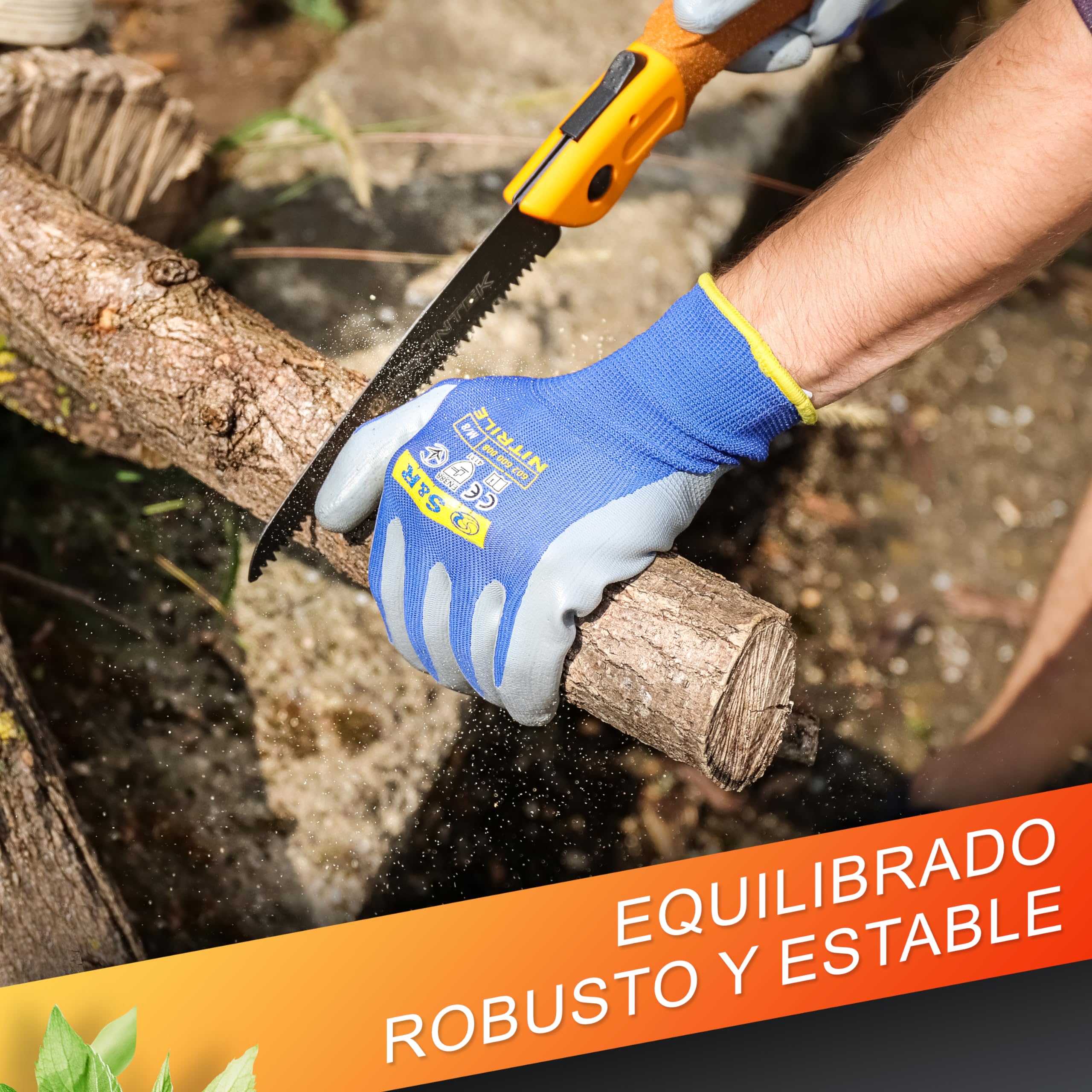 GRÜNTEK Sierra Plegable de Poda para jardinería 180 mm - Mango de corcho - Hoja de TEFLON y acero. Sierra para podar de camping y jardín