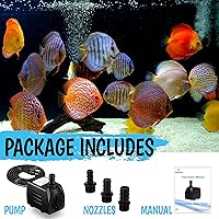 Vista 9 de Bomba sumergible de 400 GPH de 25 W, bomba de agua ultra silenciosa para fuente, 1500 l/h, elevación de 6.56 pies de altura, 3 boquillas - Bomba
