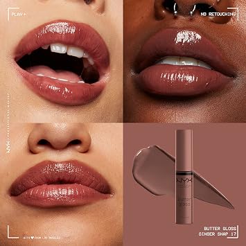 NYX Butter Gloss Non-Sticky Lip Gloss Chocolate Brown Ginger Snap & Pink Eclair 2-Pack