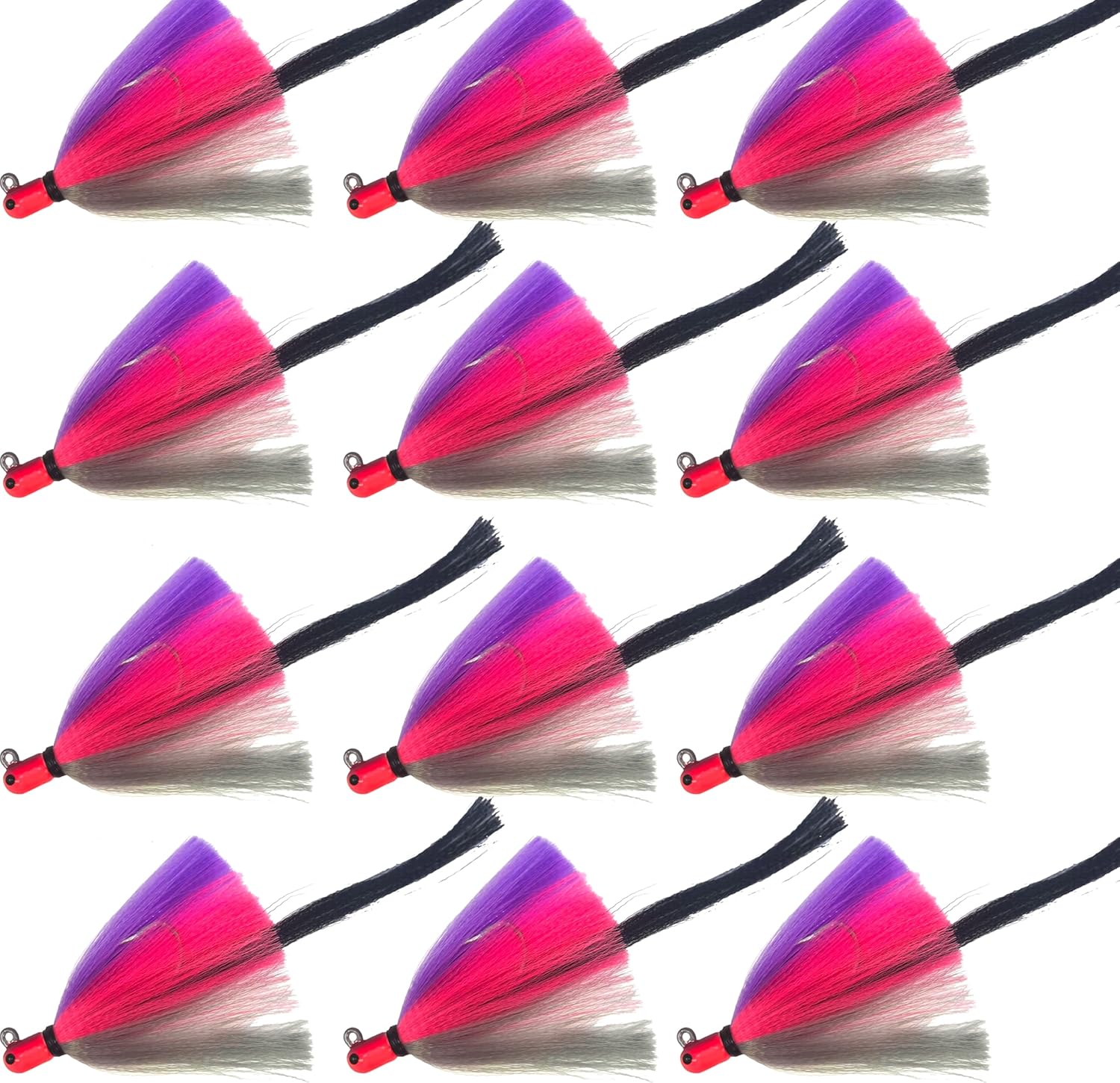 12 Pack R&R Tackle Flarehawk Jigs 8/0 Mustad Hook Good for Snooks, Stripers, Tarpon, Red Fish, Black Drum, Grouper and Snapper.