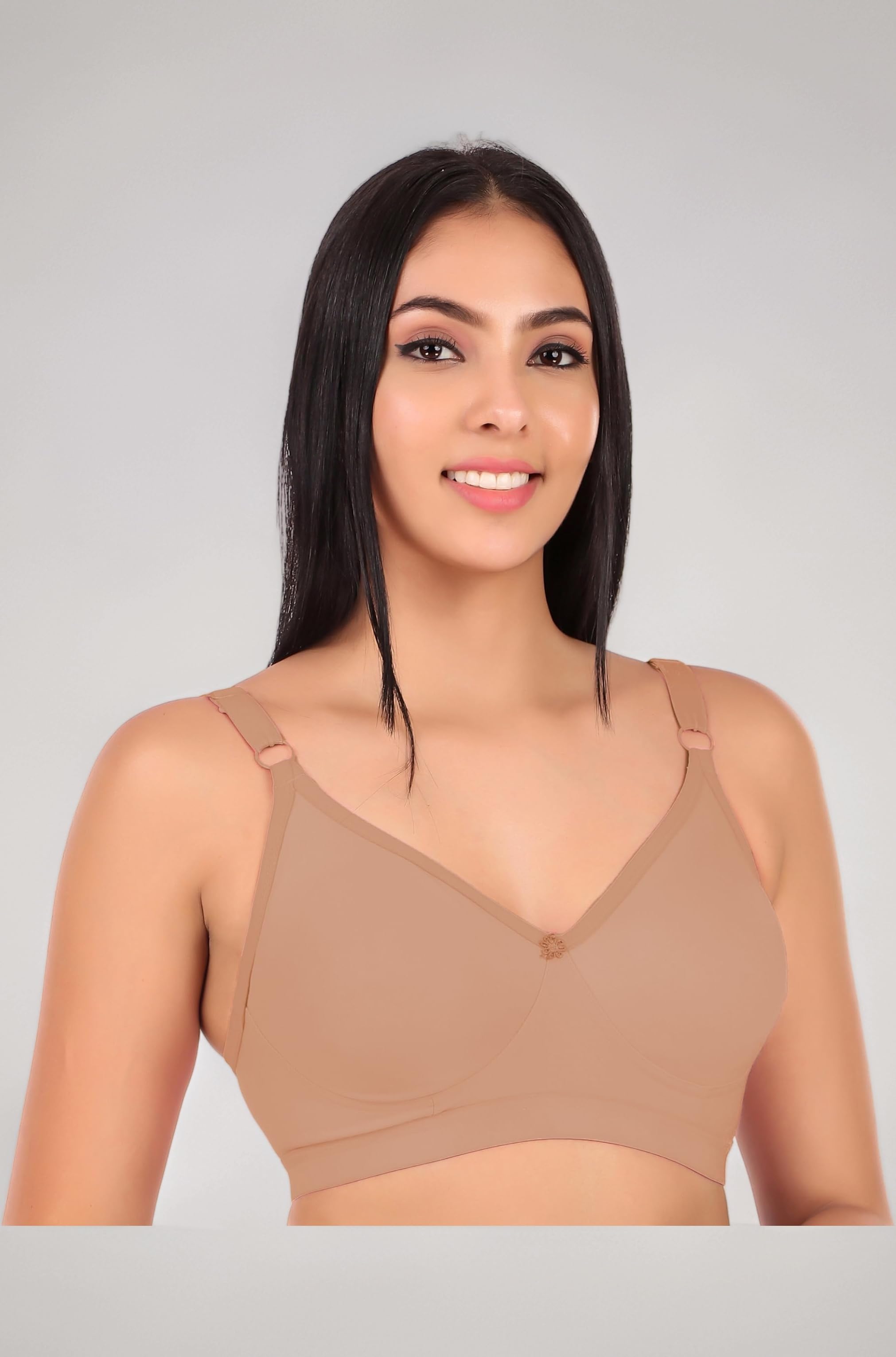 Womens Non-Padded Non-Wired Seamless Double Layered T-Shirt Bra