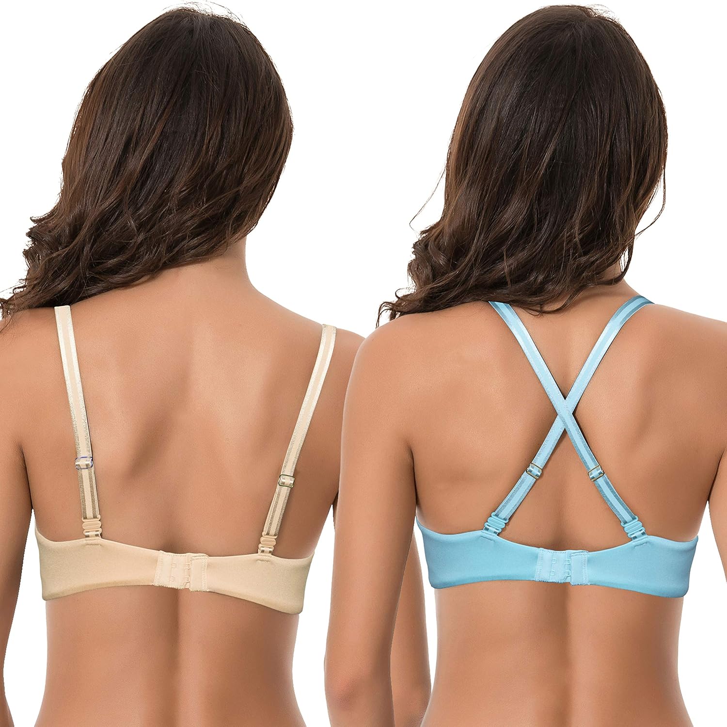 Curve Muse Women's Light Lift Add 1 Cup Push Up Underwire Convertible Tshirt Bra - Image 7