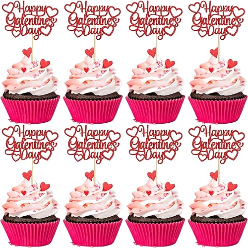 Vista 34 de 36 piezas de decoración de cupcakes para el día de San Valentín, dulce amor, San Valentín, para el día de San Valentín, fiesta de cumpleaños