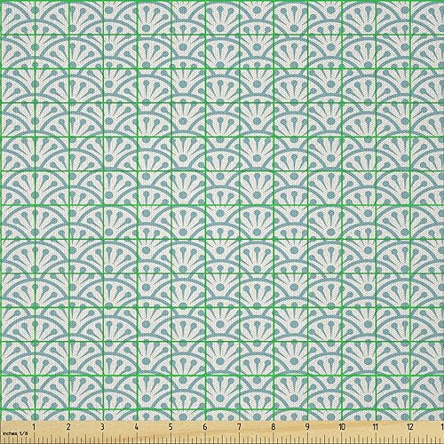 Miniatura 2 de Ambesonne Tela oriental de The Yard, diseño tradicional, obra de arte conceptual inspirada en el mar, olas, retro, floral, tela de microfibra para